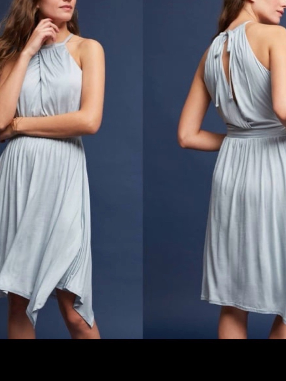 New Anthropologie Moulinette Soeurs Asymmetrical Hem Light Blue  Dress